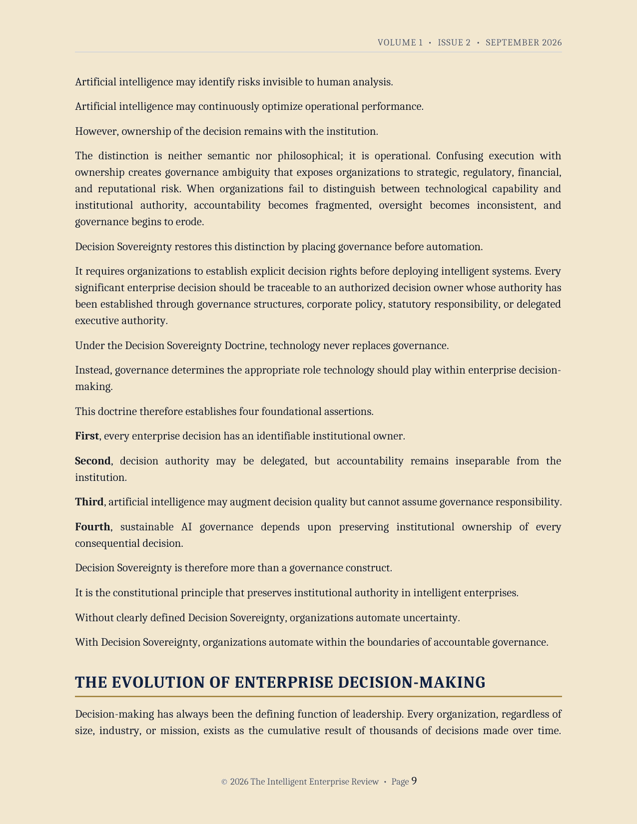 The Decision Sovereignty Imperative — page 9
