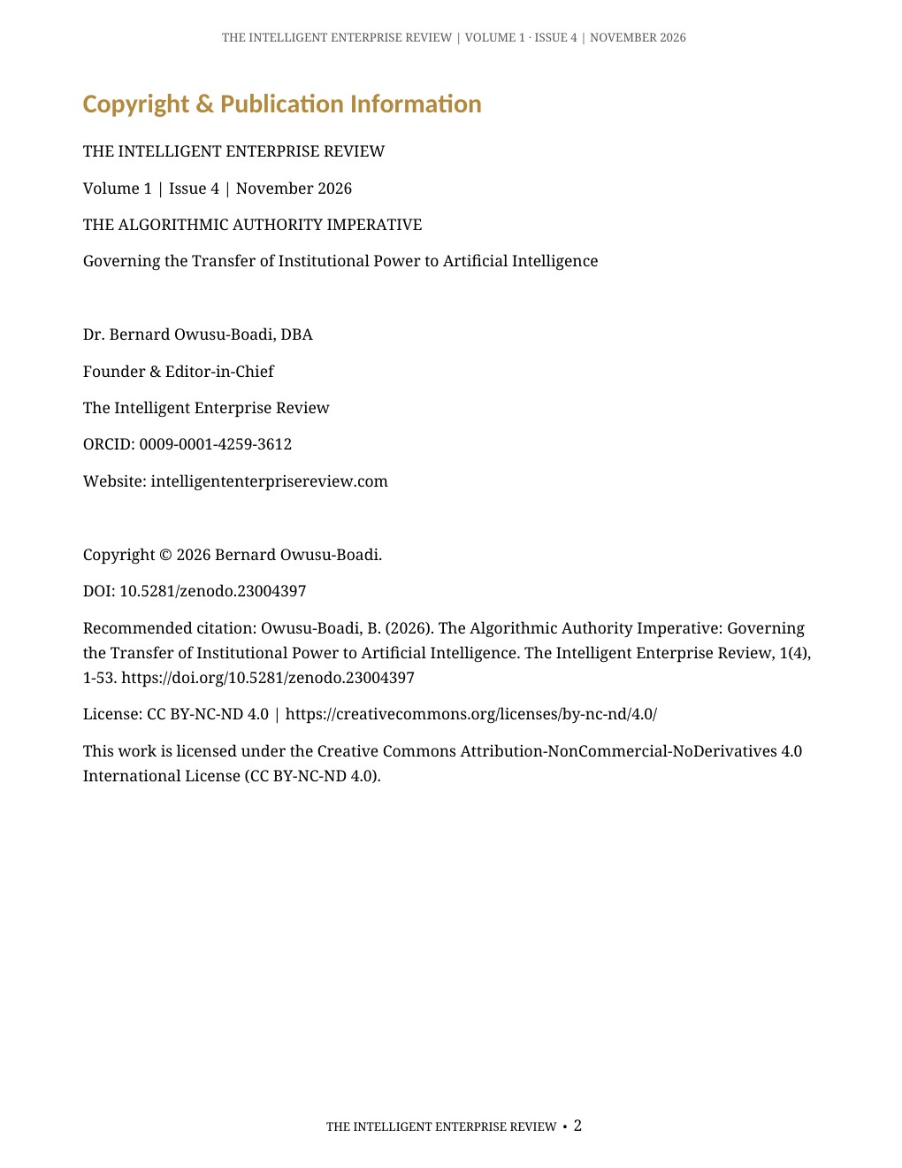 The Algorithmic Authority Imperative — page 2